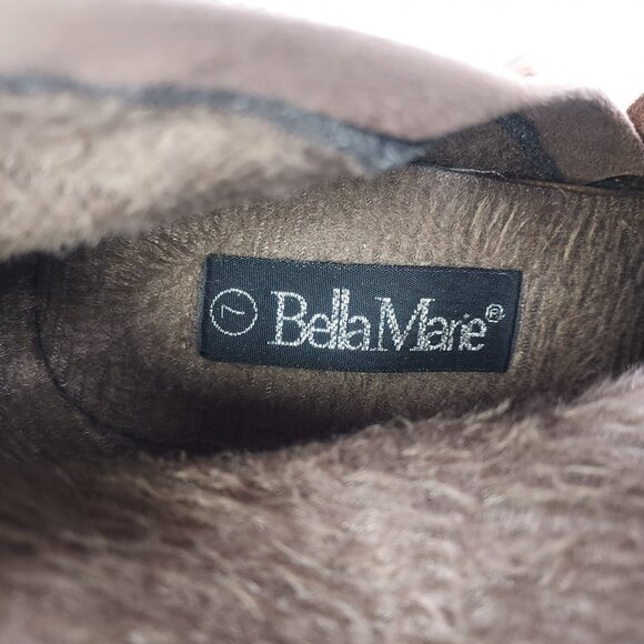 Bella Marie Boots Women's Sz 7 Suede Over The Knee 3.5" Block Heel Taupe Lace-up - Picture 8 of 16